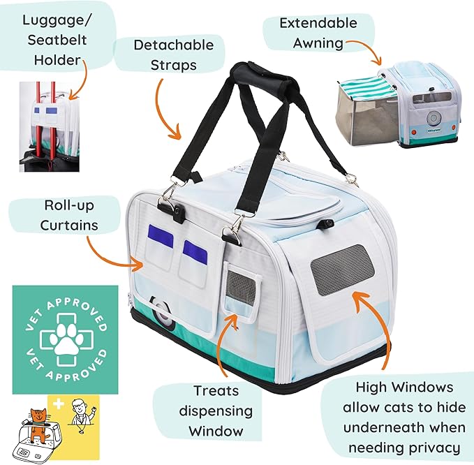 Premium Soft-Sided 2-in-1 Kittyrama Cat Carrier & Home Hideaway – Vet-Recommended Calming Den, Dual-Use Lounge & Travel Carrier with SBS Zippers, Airline-Approved Under-Seat Fit