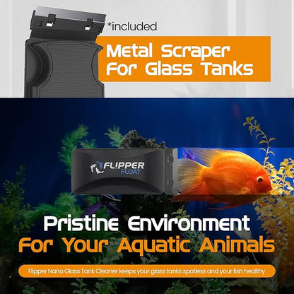 Flipper Cleaner Float - 2-in-1 Floating Magnetic Aquarium Glass Cleaner - Fish Tank Cleaner - Scrubber & Scraper Aquarium Cleaning Tools - Floating Fish Tank Cleaner, Standard