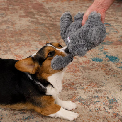 goDog PlayClean Rabbit Squeaky Plush Dog Toy with Odor-Eliminating Essential Oils, Chew Guard Technology - Gray, Large