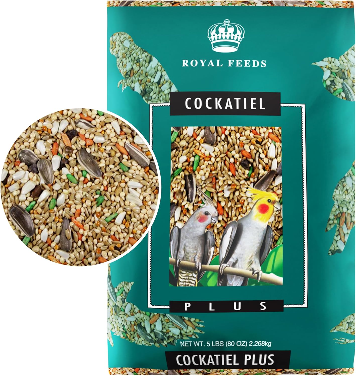 Cockatiel Plus 5 Lbs, Cockatiel Bird Seed, Nutrient-Rich Mixed Birdseeds, Bird Food for Cockatiels, Natural Mixed Seeds for Other Small Parrot, Support Daily Growth Energy and Healthy Balanced Diet