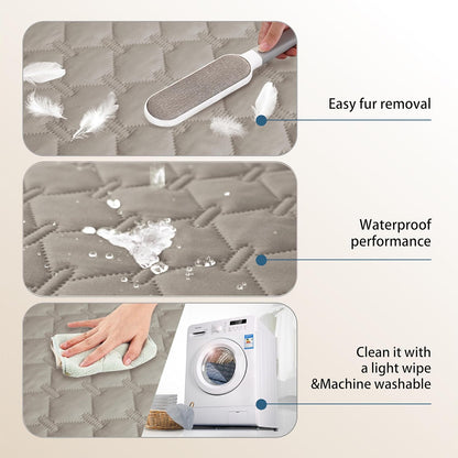 gogobunny 3X Stronger Waterproof Pet Blanket, Scratch Proof Furniture Protector for Dogs Cats, Reversible Cover 68x82 Inch, Dark Stone