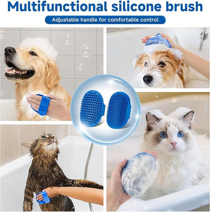 Pet Steam Brush for Dog & Cat – 3-in-1 Spray Hair Removal Comb for Shedding & Grooming Water-Free Shampoo, Bath Gloves,Bath Brush, Tooth & Ear Brush, Towel (10PCS)