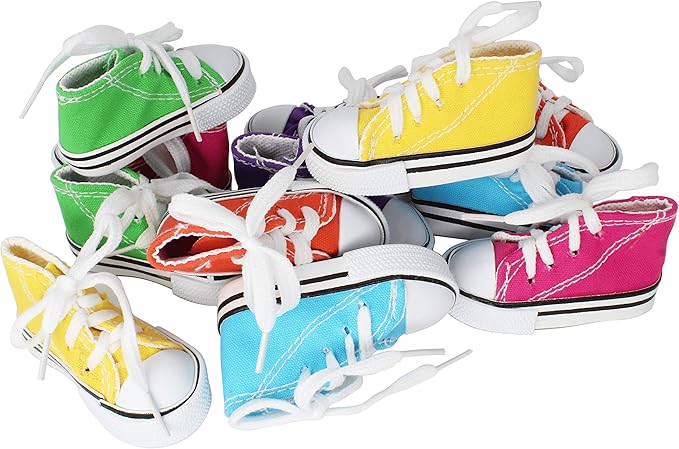 Bonka Bird Toys Pk12 Mini Sneakers 3" Long by 1.50" High by 1.25" Wide Parrot Foot Talon Cage Toy, Senegal, Ringneck, Pionus, and Similar