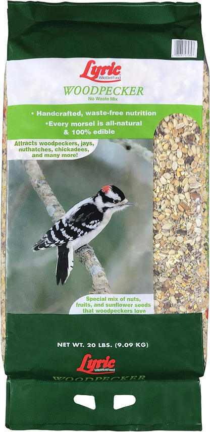 Lyric Woodpecker Wild Bird Seed - No Waste Bird Seed with Nuts, Dried Fruit & Shelled Seeds - 20 lb bag