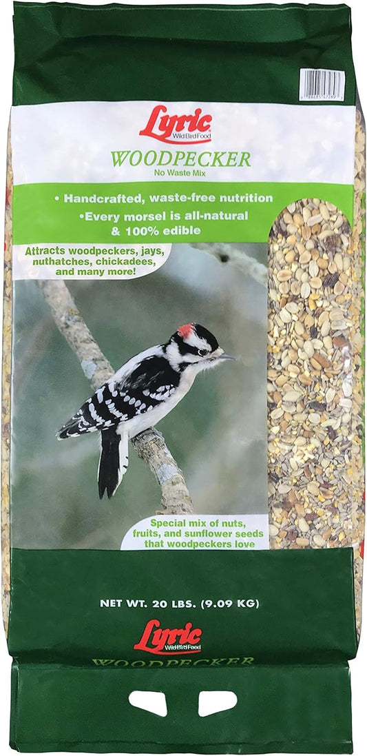 Lyric Woodpecker Wild Bird Seed - No Waste Bird Seed with Nuts, Dried Fruit & Shelled Seeds - 20 lb bag