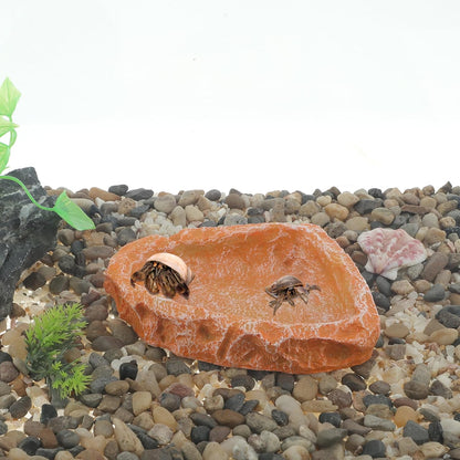 Reptile Food Dish, Resin Lizard Reptile Food Dish, Turtle Water Bowl, Terrarium Feeding Bowl Accessory for Lizard Tortoise Snakes Gecko, Orange, 4.72"x3.74"x0.98"