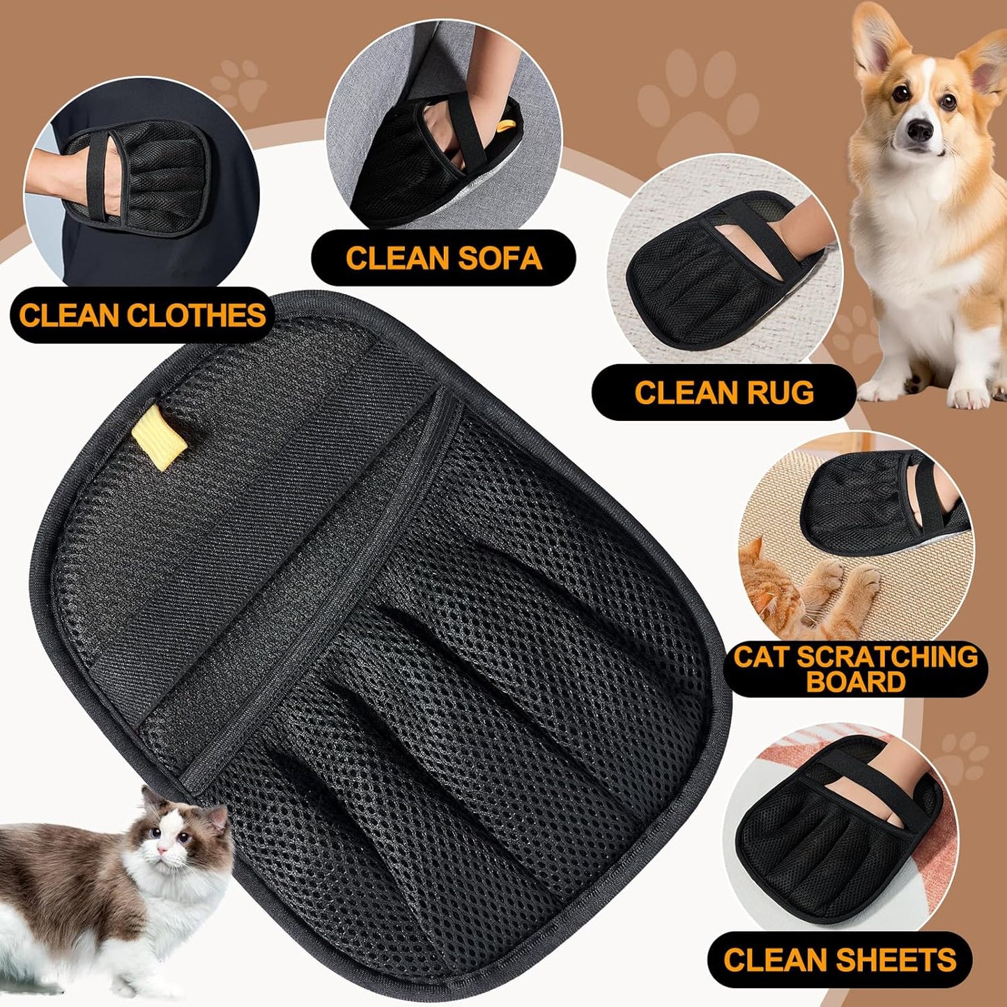 Pet Hair Removal Gloves - Electrostatic Pet Hair Removal Grooming Gloves,Reusable Cat & Dog Hair Remover for Couch, Furniture, Carpet, Curtain, Pet Grooming Mitt (1 PCS)