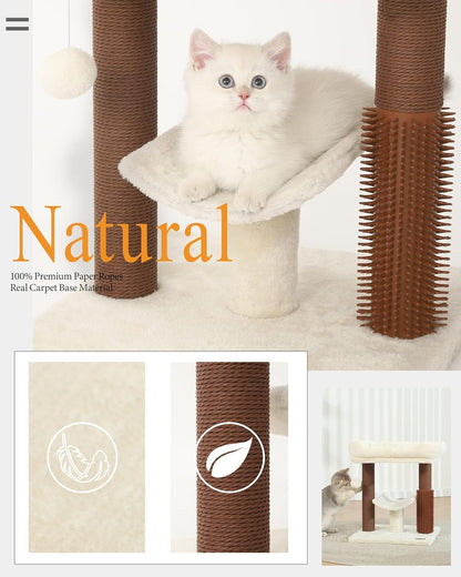 Hoopet cat Tree Tower,cat Scratching Post for Indoor Cats,Featuring with Super Cozy Perch,Cat Self Groomer and Interactive Dangling Ball Great for Kittens and Cats