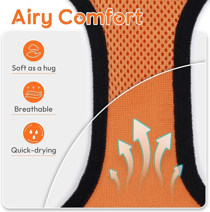 Dooradar Cat Harness and Leash Set, Escape Proof Safe Adjustable Kitten Vest Harnesses for Walking, Easy Control Soft Breathable Mesh Jacket with Reflective Strips for Cats, Orange, XXS
