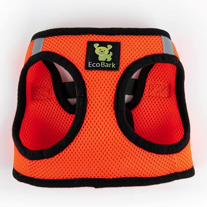 EcoBark Step in Dog Harness - Eco-Friendly Dog Harnesses for for Small & Medium Breed Dogs - Reflective and Adjustable Chest Body Halter Vest -Soft Luxurious Mesh (Orange, XL)