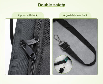 Pecute Cat Carrier with Wheels,Steel Wire Frame Cat Carrier, Stable Pet Trolley Bag for Cats, Pet Handbag and Stroller, Portable Cat Carrier Bag for Car Travel Bus Subway, Dark Grey