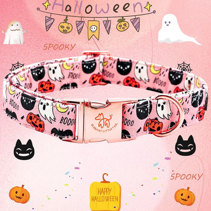 Elegant little tail Halloween Dog Collar, Autumn Pet Collar Durable Pink Dog Collars Male or Female Holiday Pet Gift Adjustable Dog Collar for Small Dogs
