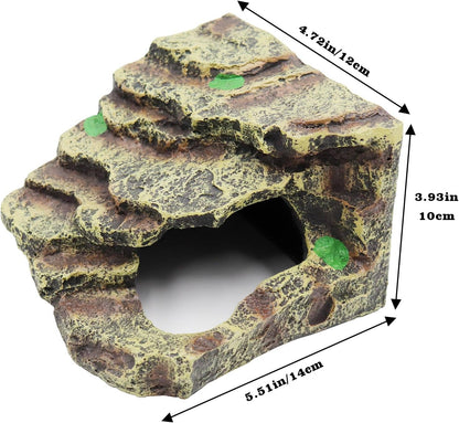 Oooct Hermit Crab Hideout, Resin Simulation Stone Reptile Cave Hideout, Hermit Crab Climbing Toys, Terrarium Habitat Decor for Lizard Spider Aquarium Fish Gecko Bearded Dragon