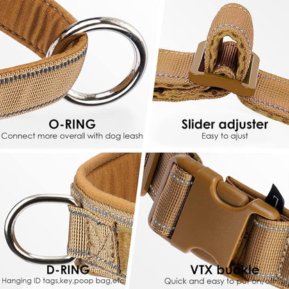 No Pull Dog Harness Brown for Small Medium Large Sized Dogs, Reflective Escape Proof Adjustable Dog Harnesses with 2 Patch, S