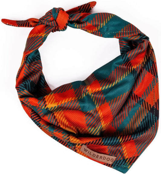Wilderdog Dog Bandana with Lightweight Quick Drying Poly-Blend Mesh Material in Pumpkin Spice Plaid