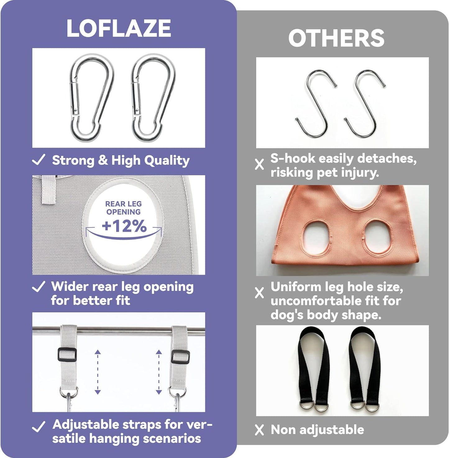 Dog Grooming Hammock Harness for Dogs & Cats with Pet Nail Clipper Trimmer - Cat Hanger Sling for Trimming Clipping Nails- Dog Hammock Restraint Bag for Small Medium Large pet （ Purple XL）