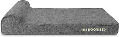 The Dog’s Bed Orthopedic Headrest Dog Bed, Large Grey Linen, Memory Foam, Pain Relief for Arthritis, Hip & Elbow Dysplasia, Post Surgery, Lameness, Waterproof Washable Cover