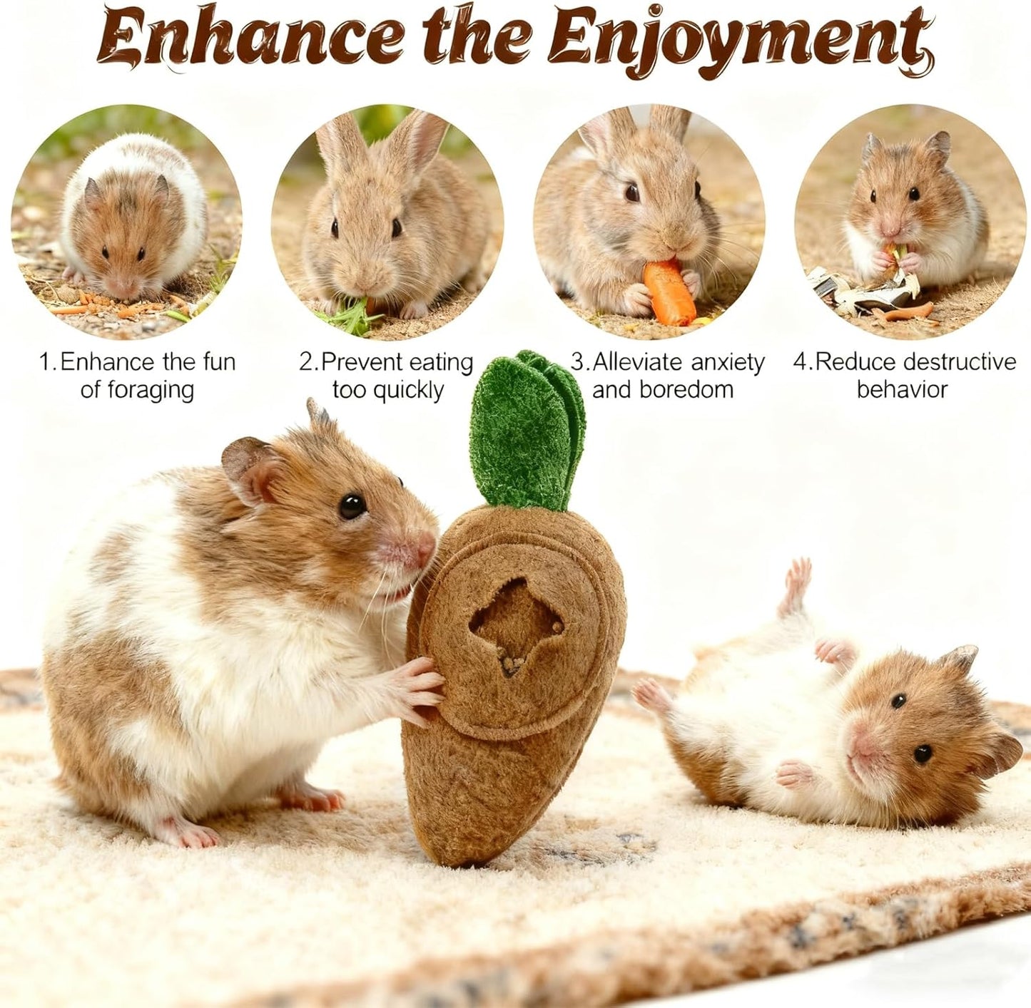 6 Pack Hamster Feeding Toys, Small Animals Toys Foraging, Rat Puzzle Feed Game Toy Washable Slow Feeder for Guinea Pigs Ferrets Hedgehog