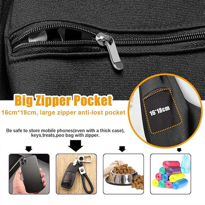 Tomkas Small Dog Sling Carrier - Zipper Pocket & Classic Strap - for 3-10 lbs Pets(Black)