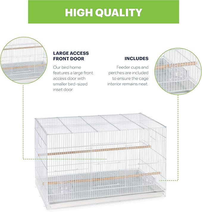 Prevue Pet Products Flight Cage Metal Steel Bird Crate, Multi-Bird Home Stackable Cage for Birds, Home Crate for Extra-Small Pet Parakeets, Finches, and More, White
