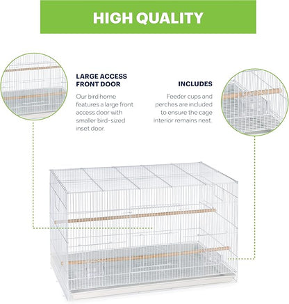 Prevue Pet Products Flight Cage Metal Steel Bird Crate, Multi-Bird Home Stackable Cage for Birds, Home Crate for Extra-Small Pet Parakeets, Finches, and More, White