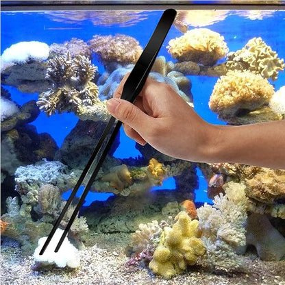 Aquarium Scissor Tweezers Spatula Tool - 4 in 1 Stainless Steel Aquatic Plants Aquascaping Tools Set for Fish Starter Kits & Aquariums Tank(Black)
