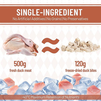 Just Try 6.35 oz Freeze-Dried Duck Cubes for Dogs & Cats – Single-Ingredient Dog Treats&cat Treats, Grain-Free, High Protein, Low Fat, Supports Skin & Joint Health – Natural Training Treats