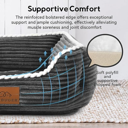 Orthopedic Dog Bed for Medium Dogs,Dog Sofa Beds Supportive Foam Pet Couch Bed with Removable Washable Mat and Nonskid Bottom (Medium, Dark Grey)