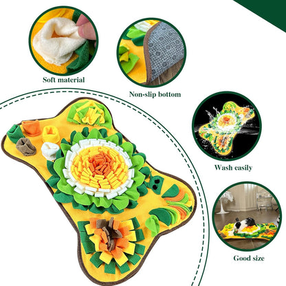 Rabbit Foraging Mat Snuffle Mat, Interactive Bunny Toys Feed Game for Boredom, Small Pet Puzzle Toy, Yuoaes 17.3" x 25.5" Polar Fleece Nosework Feeding Mat for Rabbits, Guinea Pigs, Ferrets