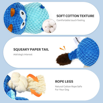 IOKHEIRA Dog Plush Toy for Large Aggressive Chewers,Indestructible Dog Squeaky Toys,Stuffed Animals Toys with Cotton Material and Crinkle Paper,Durable Chewing Toys (Royal Blue, Cattle)