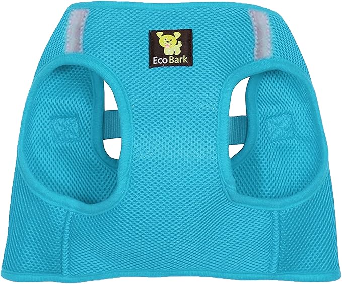 EcoBark Step in Dog Harness - Teacup Dog Harness for XXXS, XXS, XS and Small Dogs - Soft Mesh Puppy Harness - Toy Breed Mini Body Halter Vest - Reflective and Adjustable- 3XS (Baby Blue, XXXS)