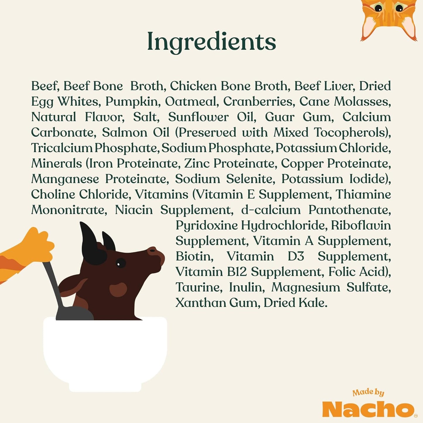 Made by Nacho Wet Cat Food, Grass-Fed, Grain-Finished Minced Beef in Bone Broth for Hydration with Prebiotics for Digestive Health, High Protein, 2.5oz Cups (10 Pack)