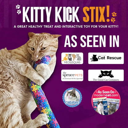 Cat Kicker Toys – 15" Set of 2, Durable Cat & Kitten Kick Sticks with 100% Potent Catnip. Handmade in USA. Encourages Exercise & Interactive Play for Indoor Cats of All Breeds. (Mystery Choice)