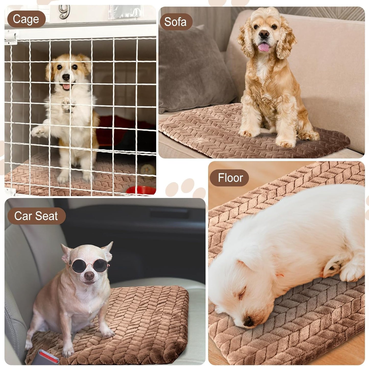 4 Pack Self Heating Cat Pad 16 x 20 Inch Self Warming Cat Bed Non Slip Warm Dog Pad Mat Washable Pet Kennel Crate Bed Mat for Indoor Outdoor Pets(Camel,16 x 20 Inch)