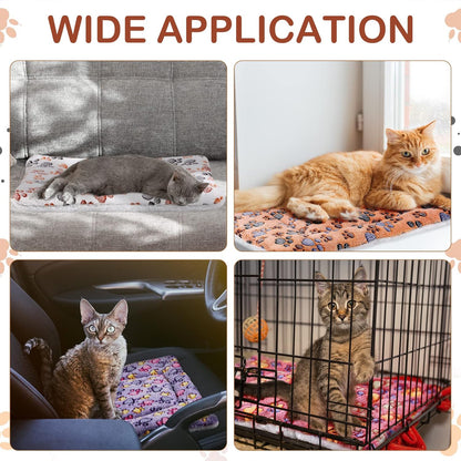 4 Pack Ultra Soft Dog Cat Bed Mat with Cute Prints Reversible Fleece Dog Crate Kennel Pad Cozy Washable Thickened Hamster Guinea Pig Pet Bed Mat for Small Animals(21 x 14 Inches,Vivid Color)