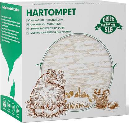 Dried BSF Larvae for Chickens - Non-GMO Poultry Feed Supplement, 85X More Calcium Than Mealworms, 5LB Grub Worms Perfect for Molting & Laying Hens, Ducks, and Wild Birds