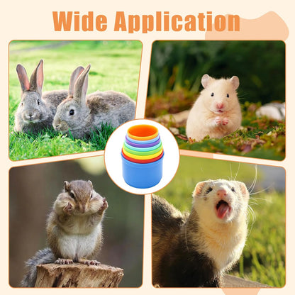 8 Pcs Stacking Cups for Rabbits,Nesting Rabbit Toys of Different Sizes,Bunny Stacking Cups for Hiding Food and Playing,Guinea Pig Stacking Cups (Rainbow)