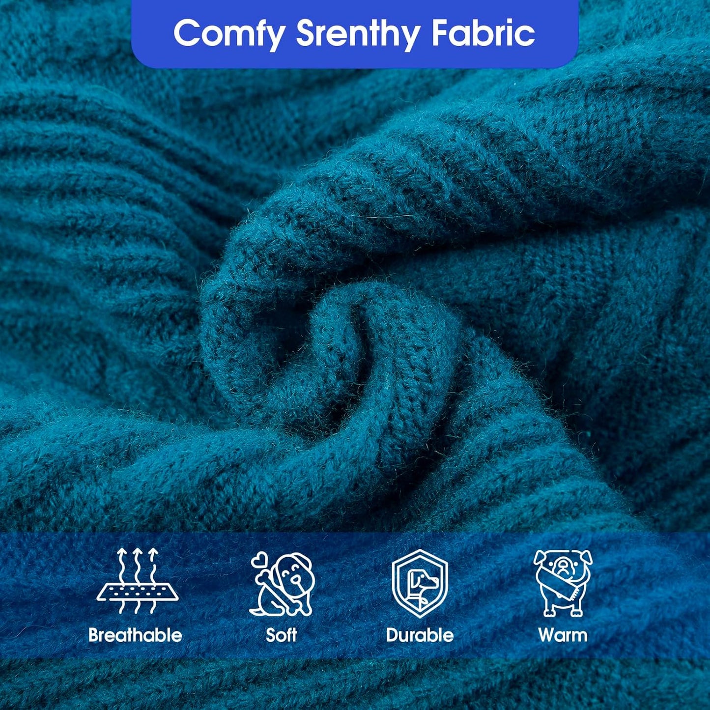 ASENKU Extra-Large Dog Sweater, Dog Sweaters for Extra Large Dogs, Pet Sweatshirt Apparel Turtleneck Pullover Winter for Doberman, Great Dane (Teal Blue, 3XL)