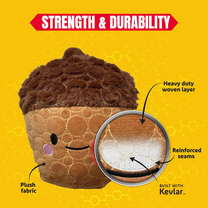 Bite Force -Durable & Strong Dog Toy Cheeky Acorn with Squeaker, Kevlar-Reinforced for Aggressive Chewers for Small Medium Large Dogs - Brown.