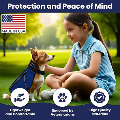 CoyoteVest Dog Harness Protection Vest, Reflective Dog Accessories with Spikes to Shield Your Pet from Raptor and Animal Attacks, Proudly Made in America (X-Small, Royal Blue)