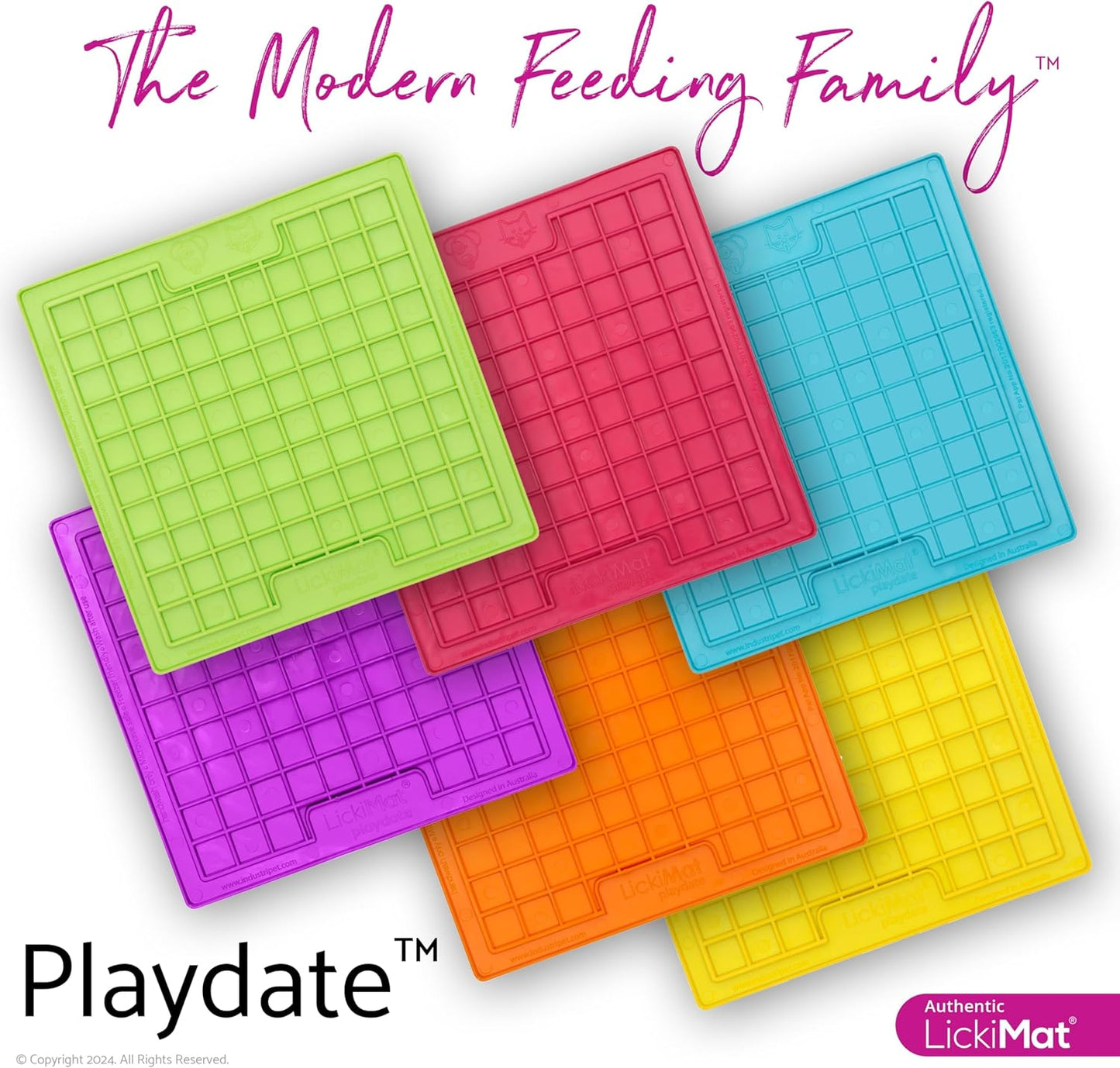 LickiMat Classic Playdate, Cat Slow Feeder Lick Mat, Boredom Anxiety Reducer; Perfect for Food, Treats, Yogurt, or Peanut Butter. Fun Alternative to a Slow Feed Cat Bowl or Dish, Green