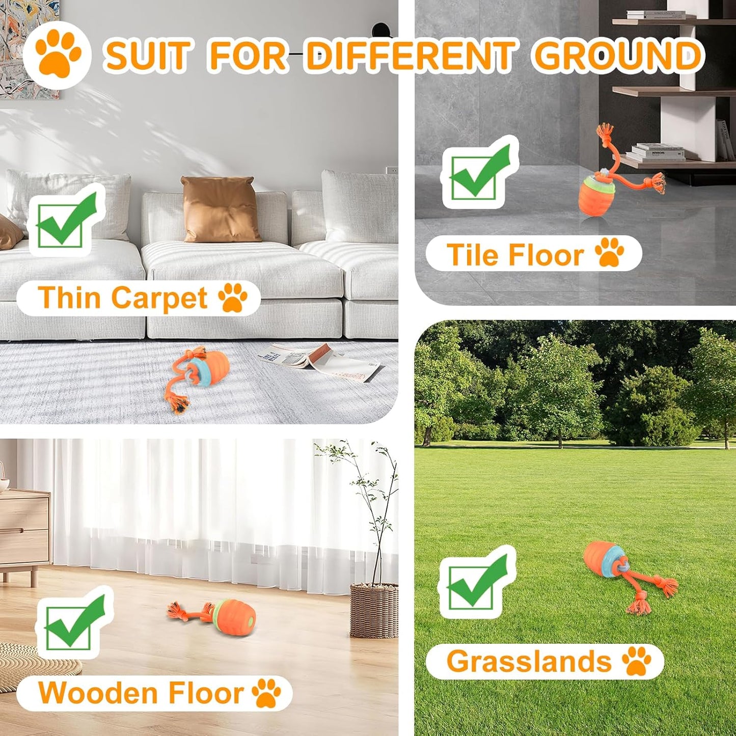 Interactive Dog Toys, [2025 Newly Upgraded] Motion Activated Rolling Squeaky Ball for Medium/Large Dogs, Automatic Moving Dogs Ball for Boredom, USB Rechargeable(Orange)