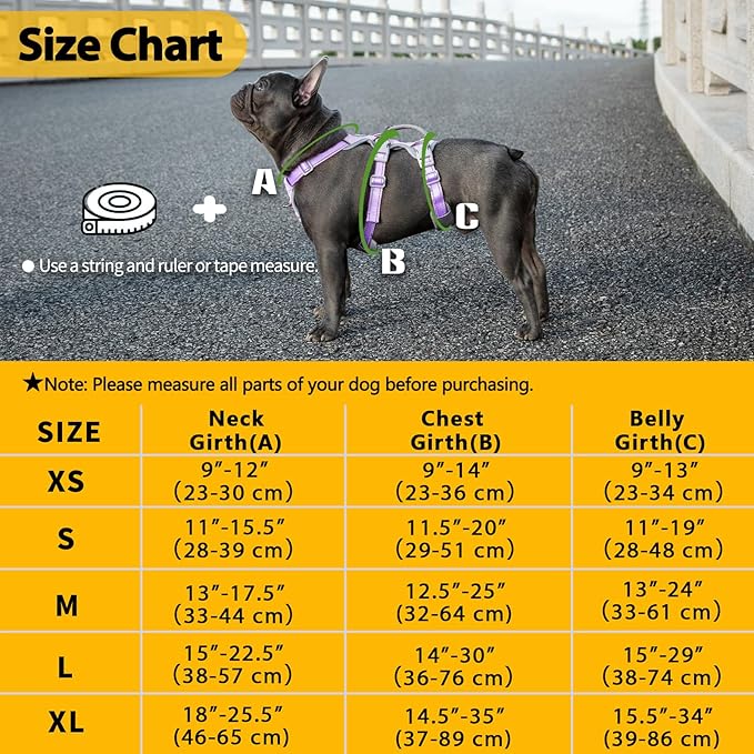 Huntboo Escape Proof Harness,No Slip Dog Harness Escape Proof,Fully Reflective Harness with Handle,Breathable,Durable,Adjustable Vest for Medium Dogs Walking,Training & Running Gear(Lavender Purple,M)