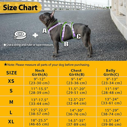 Huntboo Escape Proof Dog Harness, Secure Dog Harness No Escape,Fully Reflective Harness with Handle,Breathable,Durable,Adjustable Vest for Small Dogs Walking,Training & Running Gear(Lavender Purple,S)