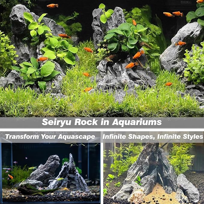 Unocho Seiryu Rock Aquarium Stones 11LB Natural Dragon Stone for Aquascaping Fish Tank Aquarium Landscaping Model Tank Decoration Miniature Fairy Garden(3–8 Inches)