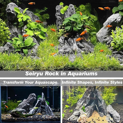 Unocho Aquarium Rocks Natural Seiryu Stone 20LB Aquascaping Rocks for Fish Tank Aquarium Landscaping Decoration Paludarium Amphibian Enclosures(3–10 Inches)