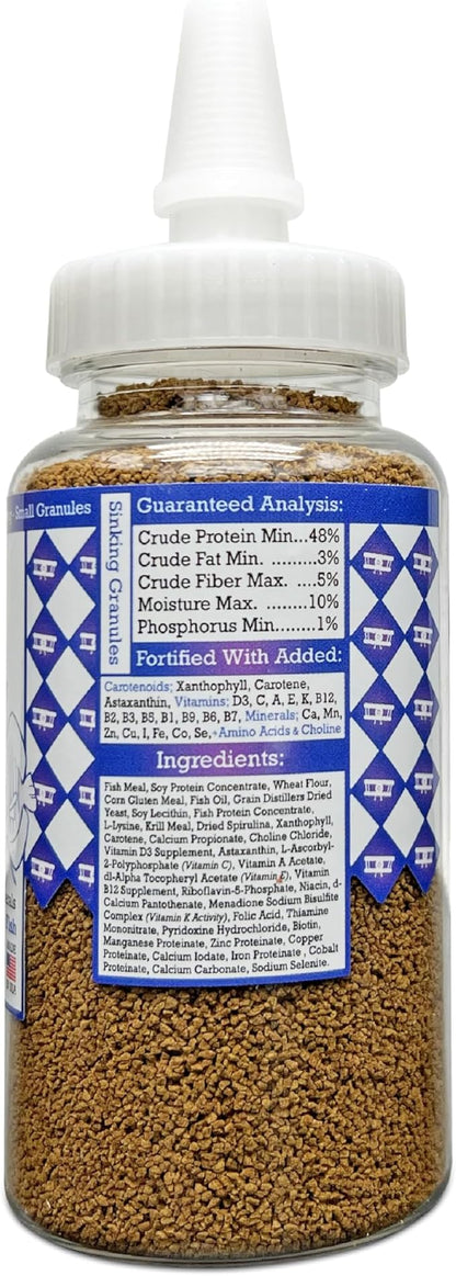 Community Fish Food Small Granules 3.17 oz, High Protein Slow Sinking Small Sized Granules