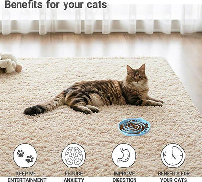 Slow Feeder Cat Bowl, Easy to Clean Silicone Bowl, Ideal for Dry and Wet Food (Green and Blue)