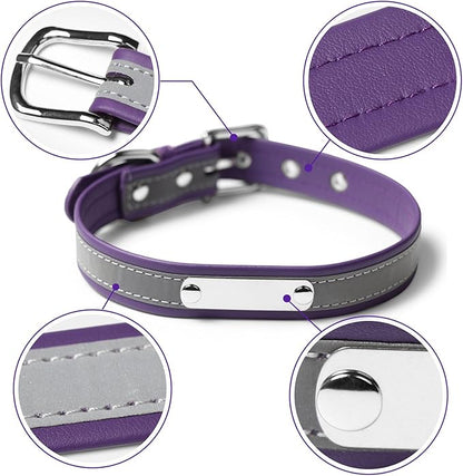 Personalized Reflective Cat Collars with Name Tag and Plated,Engraved Custom Cat Collar with Name and Phone,Kitten Collar with Safety Buckle Adjustable for Cats and Kitten(Purple)
