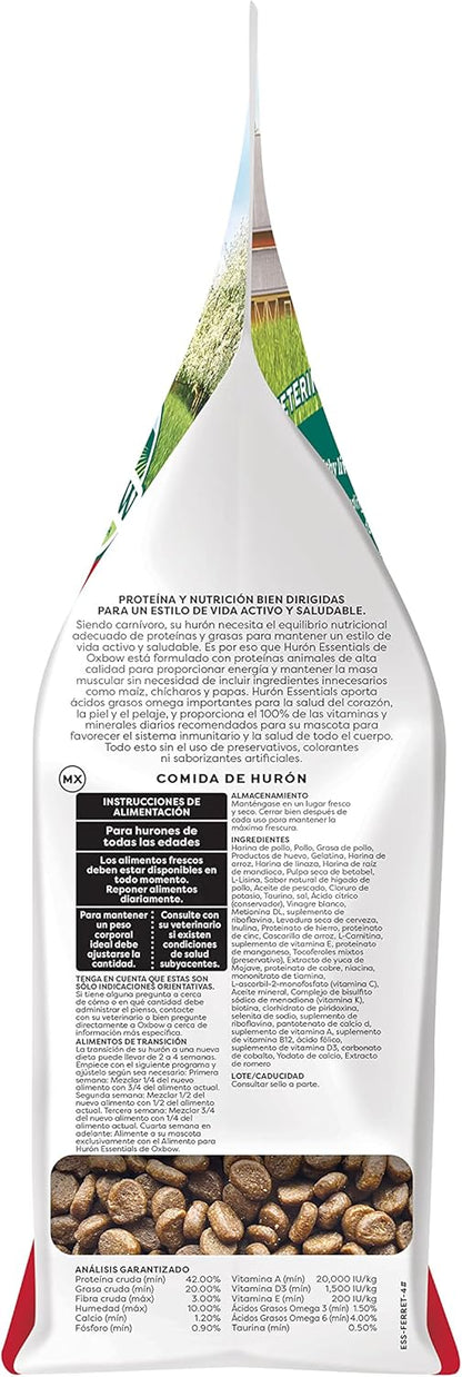 Oxbow Animal Health Oxbow Essentials Ferret Food, Vitamin & Mineral Rich Formula for Ferret, High Protein Food & High Fat, Small Animal Pet Products, Made in USA, 4 lb Bag